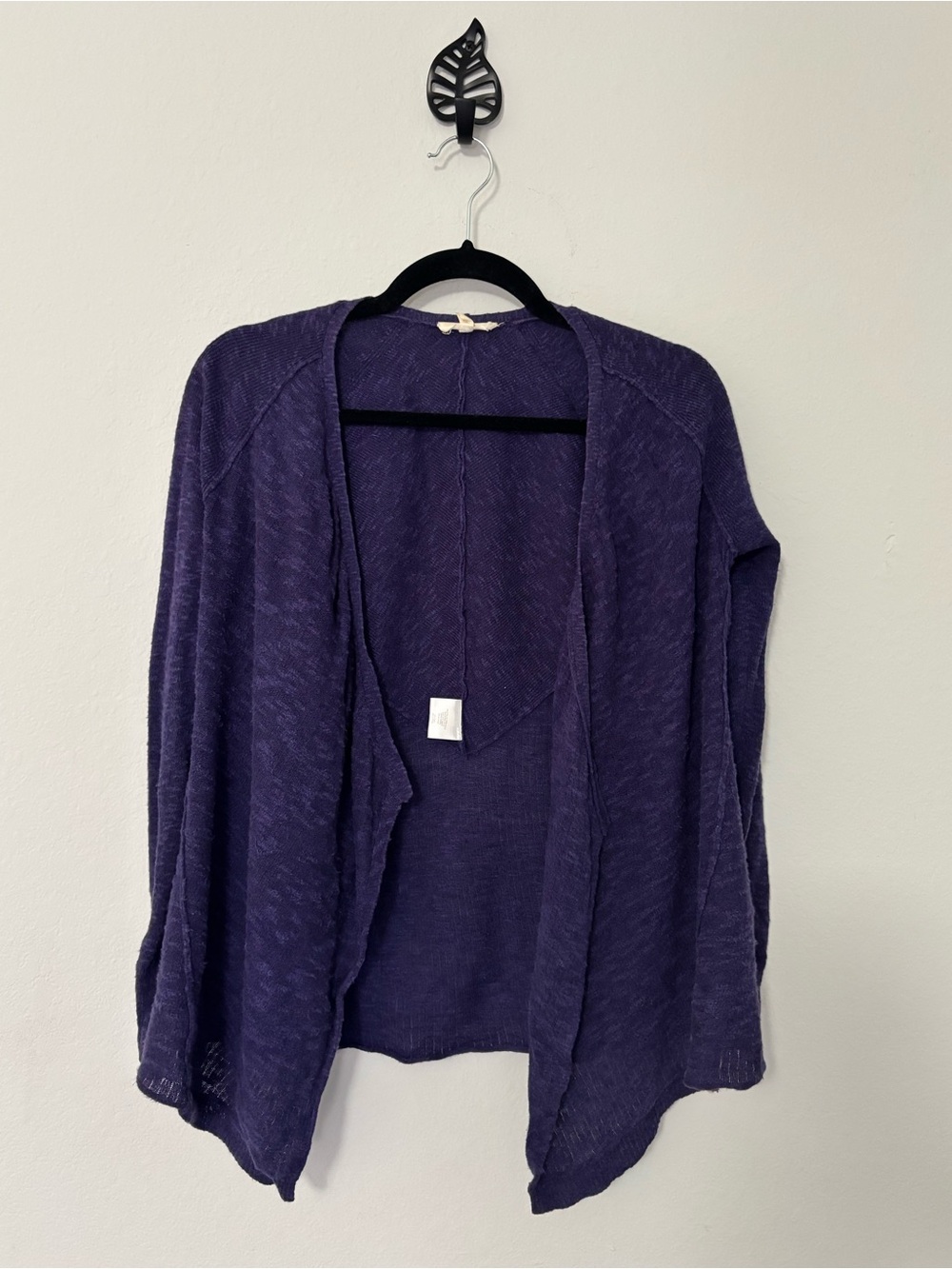 Eileen Fisher XS Waterfall Cardigan Purple Navy Heathered Knit